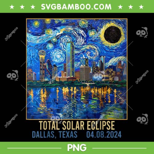Dallas Texas Skyline Total Solar Eclipse 2024 PNG, 2024 Solar Eclipse Dallas Texas PNG, Totality Moon Event PNG