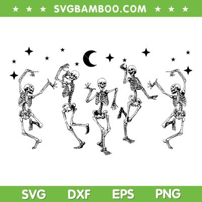 Dancing Skeletons Halloween SVG PNG, Skeletons Happy Halloween SVG, Skeleton Funny Dance DXF SVG PNG EPS