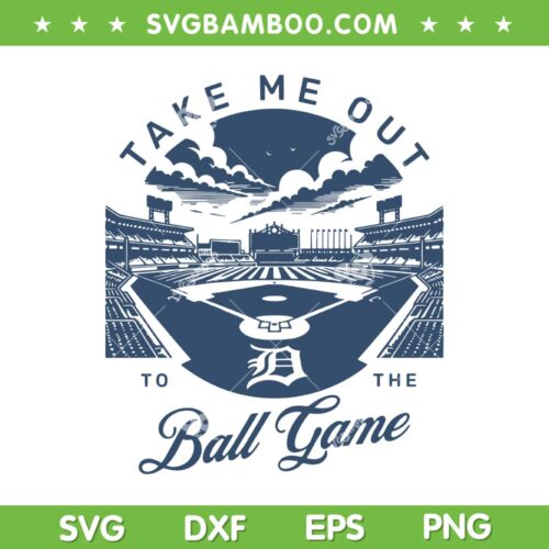 Detroit Take Me Out To The Ball Game SVG, Baseball Cartoon SVG, Retro Baseball DXF SVG PNG EPS
