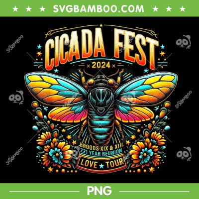 Entomology Cicada Fest 2024 PNG, Broods XIX And XIII Love Tour PNG, Cicada Fest Love Tour PNG