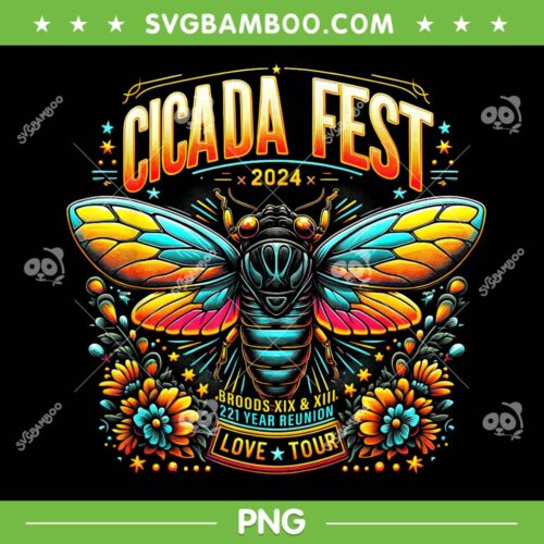 Entomology Cicada Fest 2024 PNG, Broods XIX And XIII Love Tour PNG, Cicada Fest Love Tour PNG