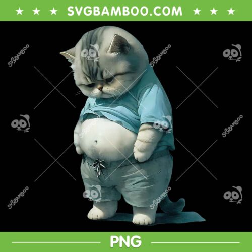 Funny Fat Cat Art PNG, Fat Kitten Cat Lover PNG, Cute Fat Cat PNG