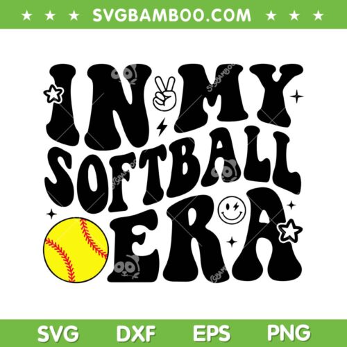 In My Softball Era SVG PNG, Funny Game Day SVG, Retro Groovy Softball DXF SVG PNG EPS