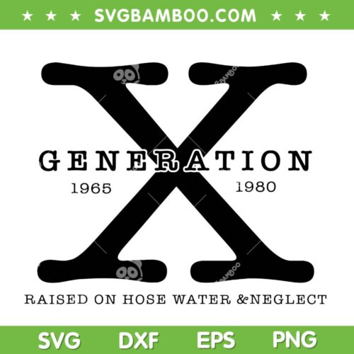Generation X SVG PNG, Raised On Hose Water And Neglect SVG, Gen X 1965 1980 DXF SVG PNG EPS