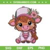 Girl Highland Cow SVG PNG, Cute Highland Cow SVG, Highland Cow With Flowers DXF SVG PNG EPS