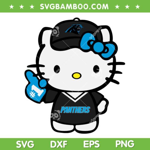 Hello Kitty Carolina Panthers SVG PNG, Carolina Panthers Kitty Cat SVG, Kitty Football DXF SVG PNG EPS