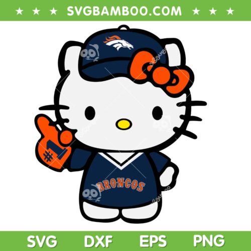 Hello Kitty Denver Broncos SVG PNG, Kitty Broncos Football SVG, Cute Kitty Football Team DXF SVG PNG EPS