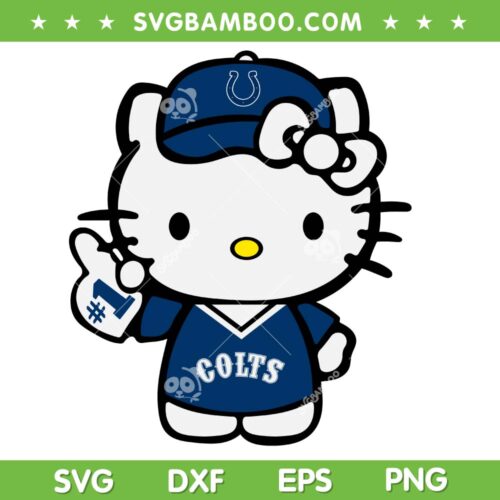 Hello Kitty Indianapolis Colts SVG PNG, Kitty Cat Indianapolis Colts NFL SVG, Football Team DXF SVG PNG EPS