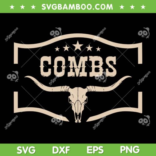 Howdy Combs Western SVG PNG, Personalized Combs Family Pride SVG, Cow Skull DXF SVG PNG EPS