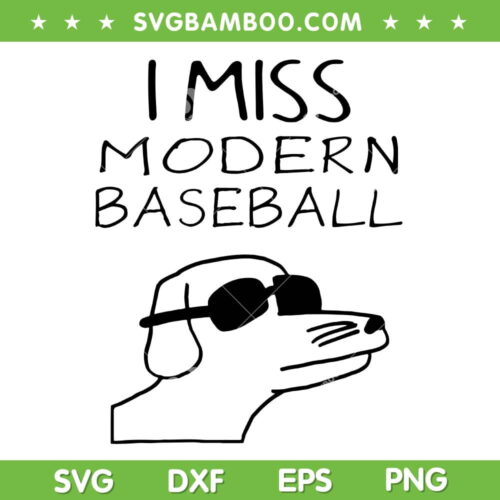 I Miss Modern Baseball SVG PNG, Cool Dog Glasses SVG, Baseball Dog DXF SVG PNG EPS