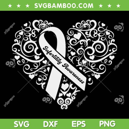 Infertility Awareness Heart SVG PNG, Orange Ribbon IVF Transfer Day SVG, IVF Heart DXF SVG PNG EPS