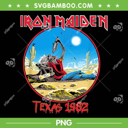 Iron Maiden Beast Tames Texas PNG, Iron Maiden Texas 1982 PNG, Vintage Distressed PNG