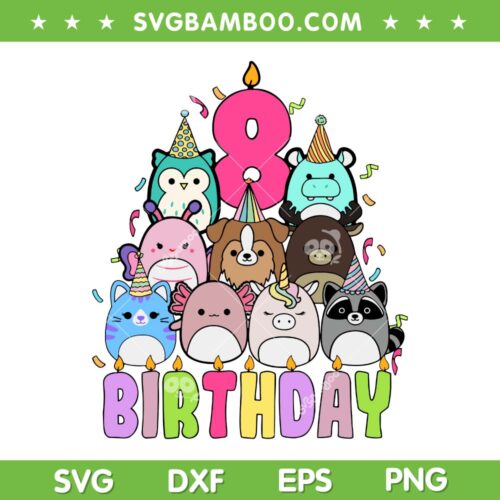It's My 8th Birthday Squish Squad Mallow SVG, Squishmallow Squad Birthday SVG, Cute 8 Year Old Birthday DXF SVG PNG EPS