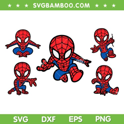 Kids Spider Man SVG PNG, Spider Man Chibi SVG, Cartoon Spiderman DXF SVG PNG EPS
