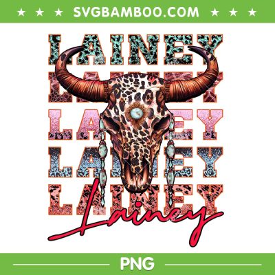 Lainey Leopard And Bull Skull PNG, Retro Lainey Skull Bull PNG, Lainey Wilson Bull Skull Country Music PNG