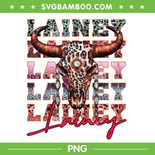 Lainey Leopard And Bull Skull PNG, Retro Lainey Skull Bull PNG, Lainey Wilson Bull Skull Country Music PNG