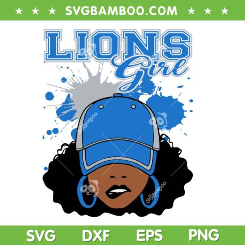 Lions Girl SVG PNG, Detroit Lions African American Girl SVG, Football Lions DXF SVG PNG EPS