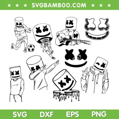 Marshmello SVG Bundle, Marshmello Logo SVG Bundle, Funny Marshmello Dabbing DXF SVG PNG EPS