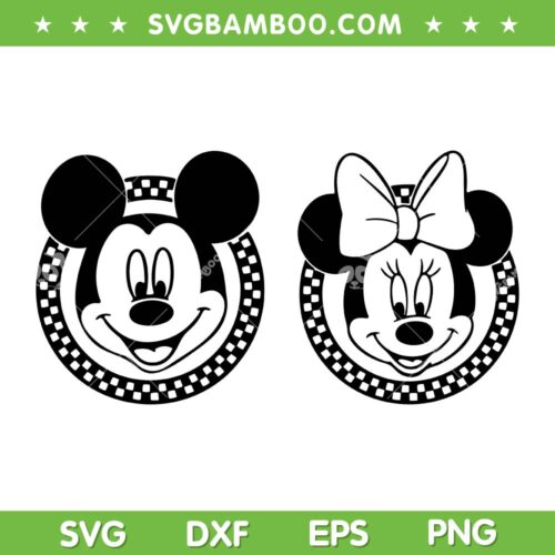 Mickey Mouse Checkered SVG PNG, Checkerboard Mickey And Minnie SVG, Disney Mickey Mouse DXF SVG PNG EPS