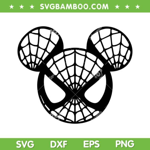 Mickey Mouse Spiderman SVG PNG, Halloween Spiderman Mouse SVG, Mickey Head Spiderman DXF SVG PNG EPS