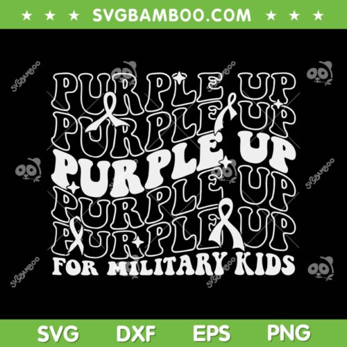 Groovy Purple Up For Military Kids SVG PNG, Military Child Month SVG, Military Child Awareness DXF SVG PNG EPS