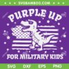 Military Kids Dinosaur SVG PNG, Purple Up For Military Kids SVG, Retro Military Child American Flag DXF SVG PNG EPS
