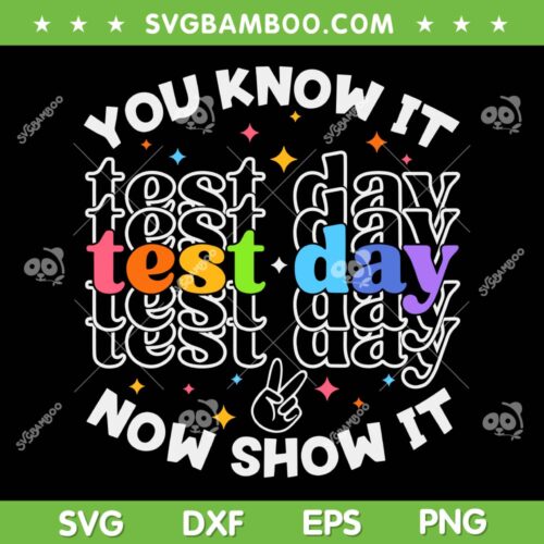 You Know It Now Show It Test Day SVG PNG, Motivational Test Day SVG, Testing Day Teacher Student DXF SVG PNG EPS