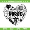 Nurse Heart Doodles SVG PNG, Nurse Stethoscope Heart SVG, Nurse Appreciation Week DXF SVG PNG EPS