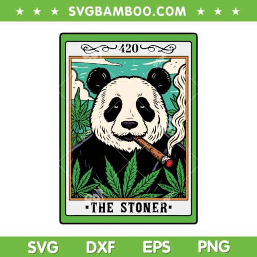 Panda Smoking Cannabis SVG PNG, Panda 420 The Stoner Tarot Card SVG, Weed Lover DXF SVG PNG EPS