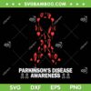 Parkinson's Disease Awareness SVG PNG, April Month Red Tulip SVG, Ribbon Red Tulip DXF SVG PNG EPS