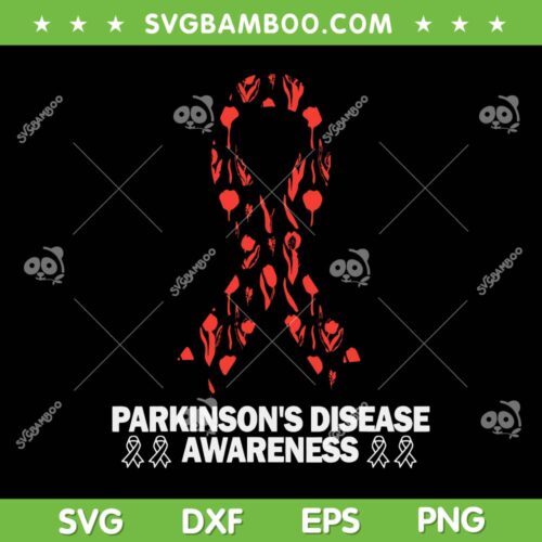 Parkinson's Disease Awareness SVG PNG, April Month Red Tulip SVG, Ribbon Red Tulip DXF SVG PNG EPS