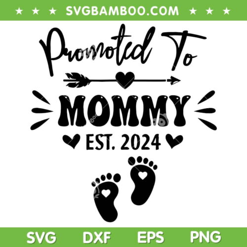 Promoted To Mommy Est 2024 SVG PNG, Baby Announcement SVG, New Mom DXF SVG PNG EPS