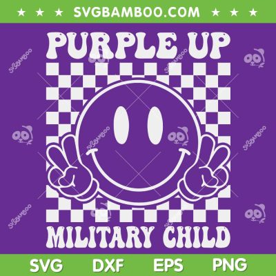 Purple Up For Military Child SVG PNG, Groovy Military Kids Month SVG, Military Soldier DXF SVG PNG EPS