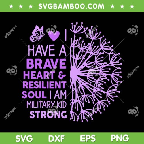 Purple Up For Military Kids SVG PNG, 2024 Month Of The Military Child SVG, I Am Military Kid Strong DXF SVG PNG EPS