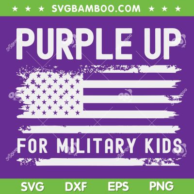 Purple Up For Military Kids American Flag SVG, Military Child Month USA Flag SVG, Retro Military Child Flag DXF SVG PNG EPS