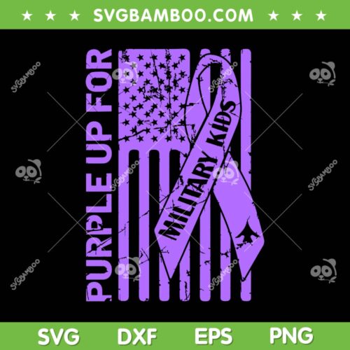 Purple Up For Military Kids American Flag SVG, Military Child Month SVG, Military Child American Flag DXF SVG PNG EPS