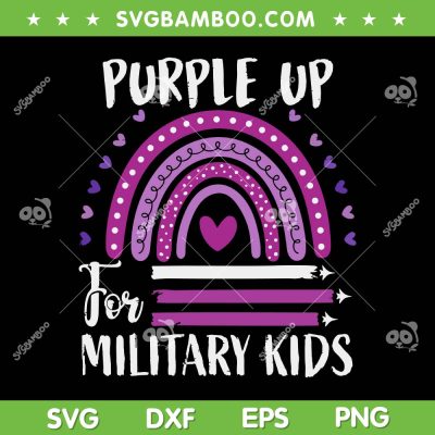 Purple Up For Military Kids SVG PNG, Retro Rainbow Military Child Month SVG, Purple Rainbow DXF SVG PNG EPS