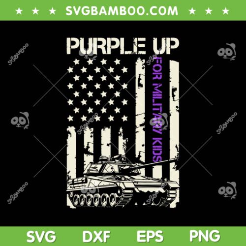 Purple Up For Military Kids USA Flag SVG, Military Child American Flag SVG, American Military DXF SVG PNG EPS
