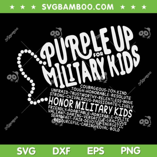 Purple Up For Military Kids SVG PNG, Month Of The Military Child SVG, Honor Military Kids DXF SVG PNG EPS