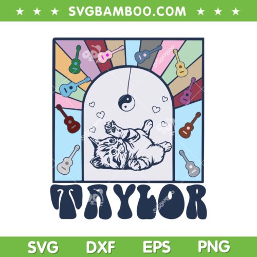 Retro Taylor Karma Cat SVG PNG, Taylor Swift With Cat SVG, Karma Cat Eras Tour DXF SVG PNG EPS