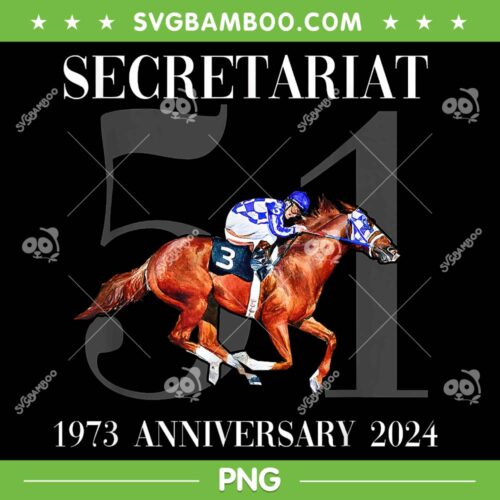 Secretariat 1973 Anniversary 2024 PNG, 50th Anniversary Of Secretariat's PNG, Vintage Secretariat Race Horse PNG