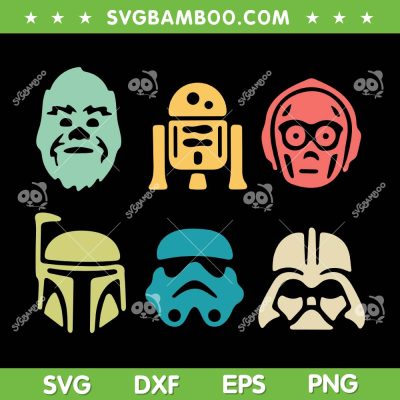 Star Wars Characters Retro SVG PNG, Star Wars Head SVG, May The 4th Be With You DXF SVG PNG EPS Star Wars Characters Retro SVG PNG, Star Wars Head SVG, May The 4th Be With You DXF SVG PNG EPS