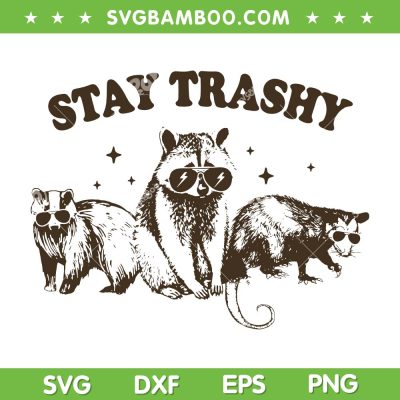 Stay Trashy Raccoons Opossums SVG PNG, Funny Stay Trashy SVG, Trashy Panda DXF SVG PNG EPS