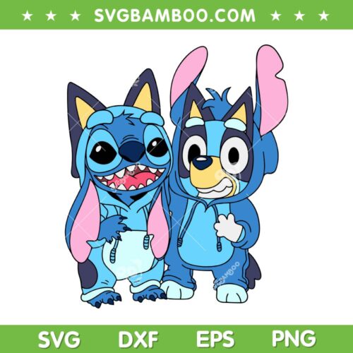 Stitch Bluey SVG PNG, Stitch Cartoon Characters Cosplay SVG, Bluey And Stitch DXF SVG PNG EPS