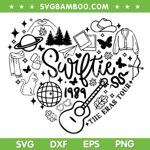 Swiftie Heart SVG PNG, Eras Tour Albums SVG, Swiftie 1989 The Ear Tour DXF SVG PNG EPS