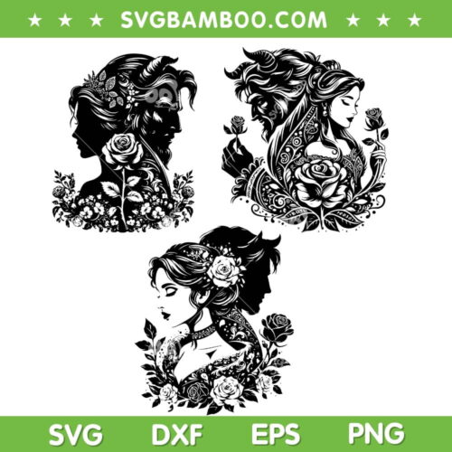 The Beast And The Princess SVG Bundle, Mandala Princess And Beast SVG Bundle, Princess Belle Mandala DXF SVG PNG EPS