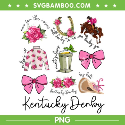 Womens Pink Coquette Bow Derby Day PNG, Horse Racing 2024 PNG