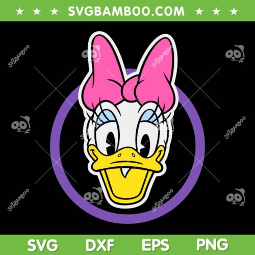Essentials Daisy Duck Purple Circle Portrait SVG, Daisy Duck Happy SVG, Cute Daisy Duck Face DXF SVG PNG EPS