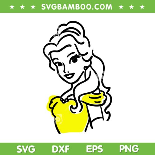 Disney Princess Belle Linework Portrait SVG, Belle Disney Princess SVG, Disneyland DXF SVG PNG EPS