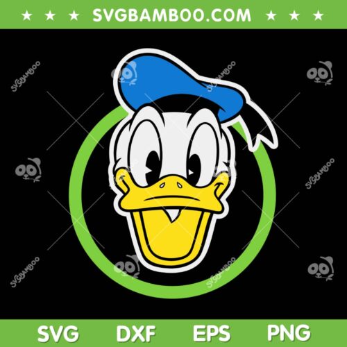 Donald Duck Green Circle Portrait SVG PNG, Donald Duck Happy Face SVG, Funny Disney DXF SVG PNG EPS